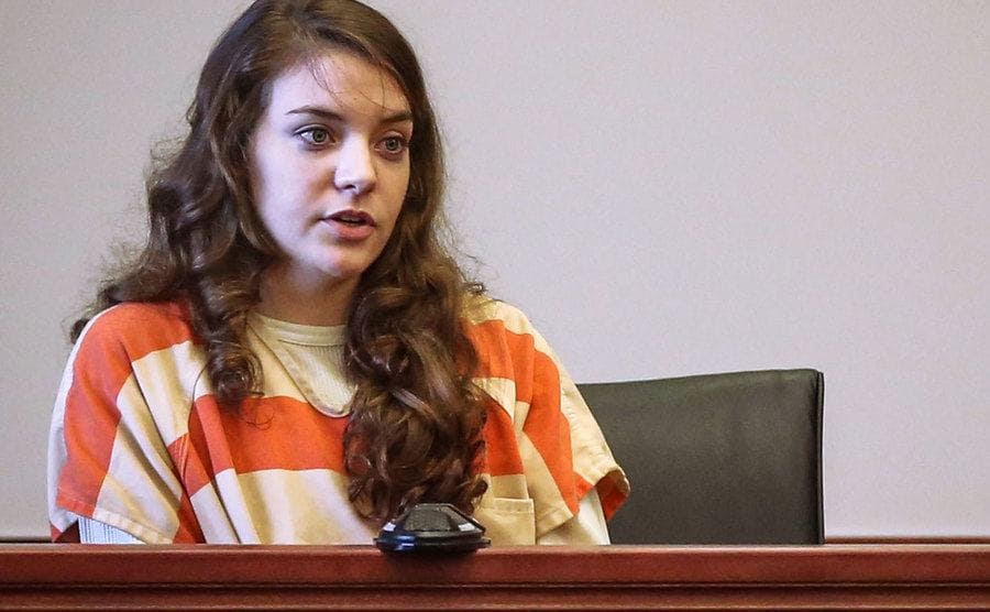 Shayna Hubers sitting in the courtroom.