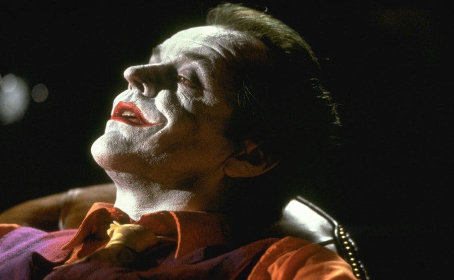 Jack Nicholson plays the Joker in the movie Batman, directed by Tim Burton.
