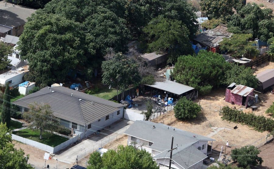 An aerial view of the home and backyard of alleged kidnapper Phillip Garrido.