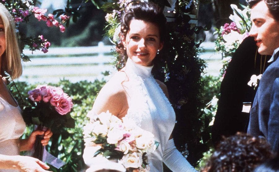 Kristin Davis as Brooke Armstrong getting married in a still from the tv show.