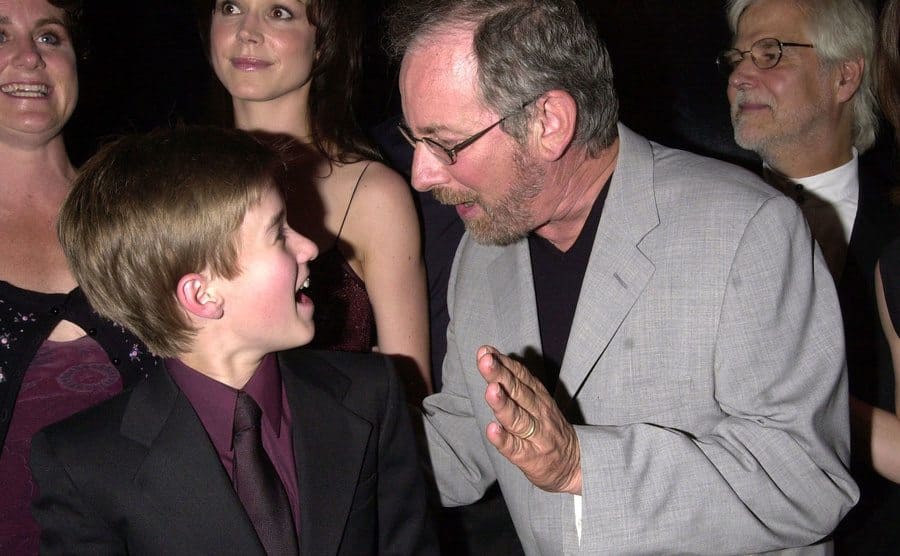 Haley Joel Osment and Steven Spielberg with the A.I. Team at the premiere. 