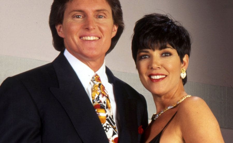Bruce Jenner and Kris Jenner are posing for a portrait circa 1994.