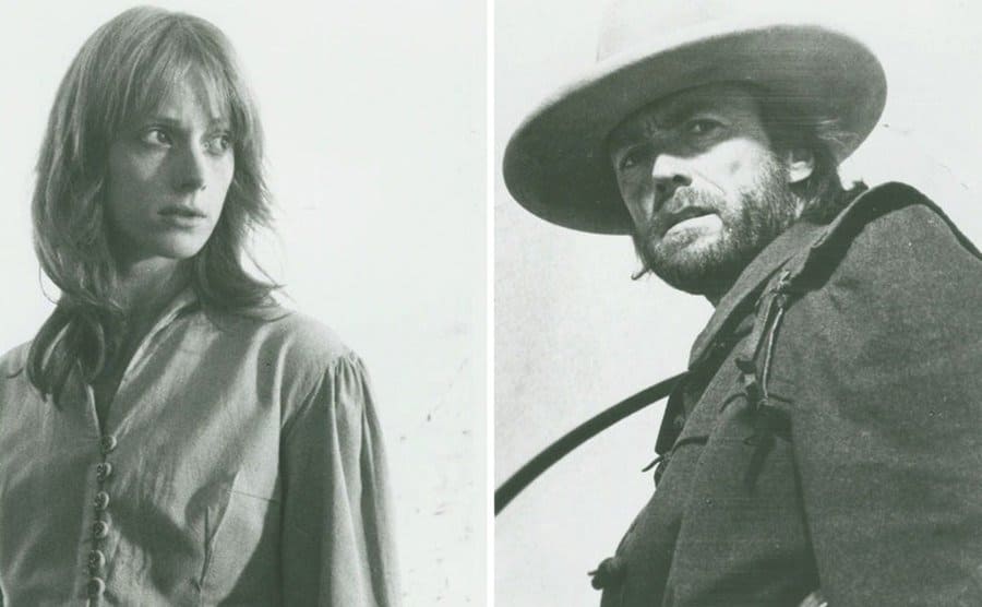 Sondra Locke and Clint Eastwood as two outlaws in The Outlaw Josey Wales promo still. 