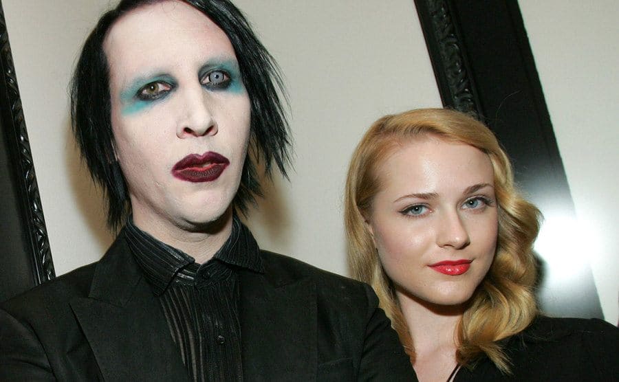 Marilyn Manson and Evan Rachel Wood attend an event. 