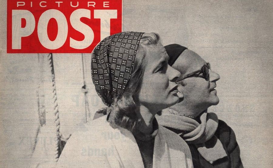 A Magazine cover of Ingrid Bergman and Roberto Rossellini on the Italian island of Stromboli.