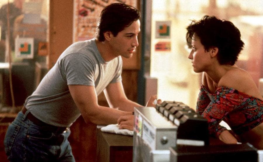Lori Petty and Keanu Reeves in a still from the film. 