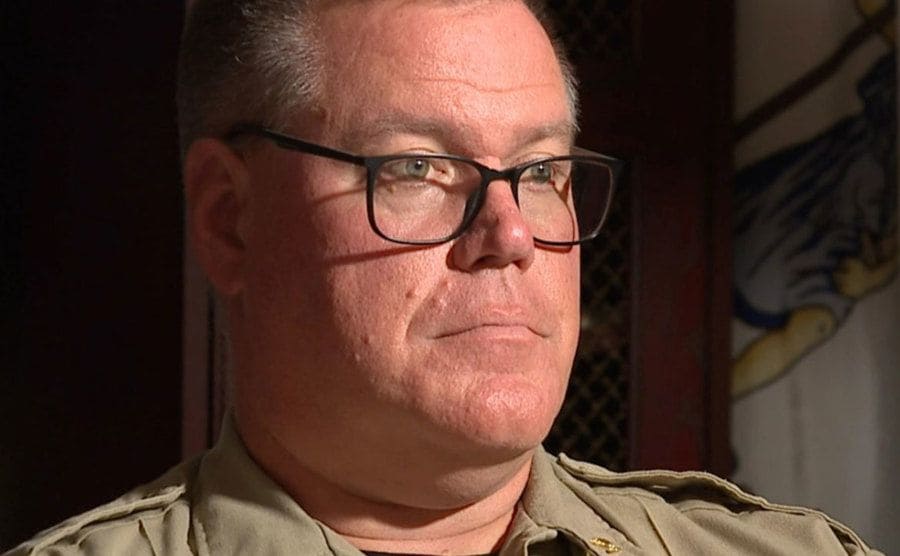 Sheriff Lane Perry speaks on a televised interview.