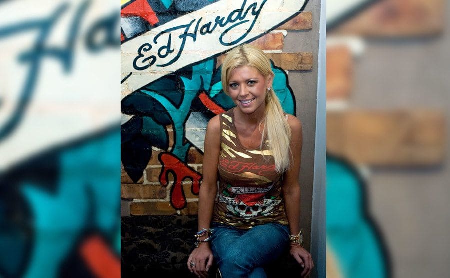 Tara Reid attends the launch of the 'ED HARDY' boutique store.