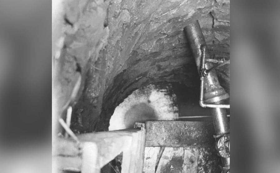 An interior view of a dug well.