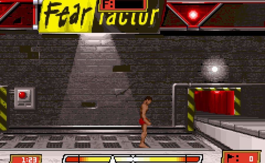 A video still from Fear Factor on its video game version. 