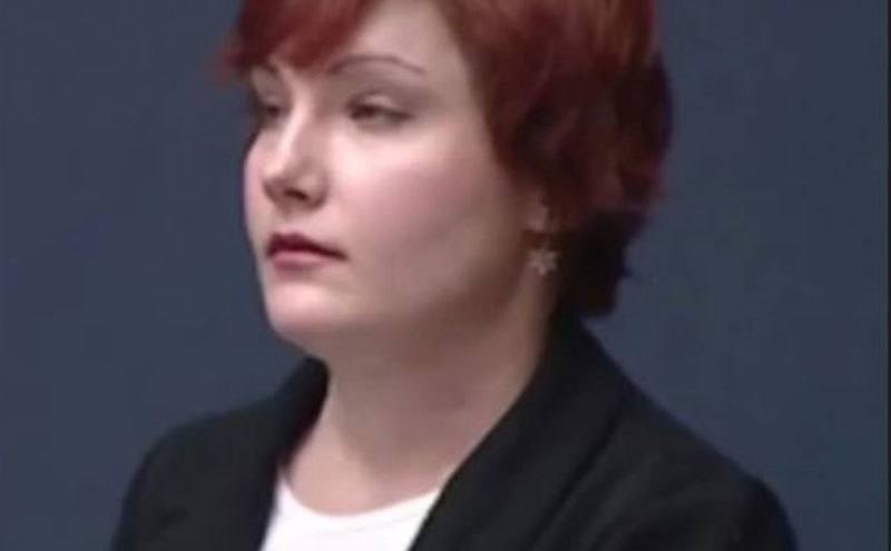 A portrait of Erin in court.
