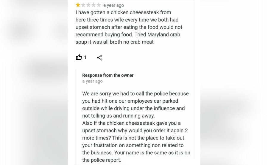 A customer leaves a bad review, and the owner replies to set the story straight. 