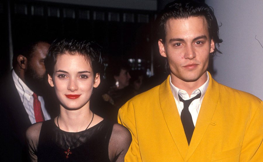 Winona Ryder and Johnny Depp on the red carpet. 