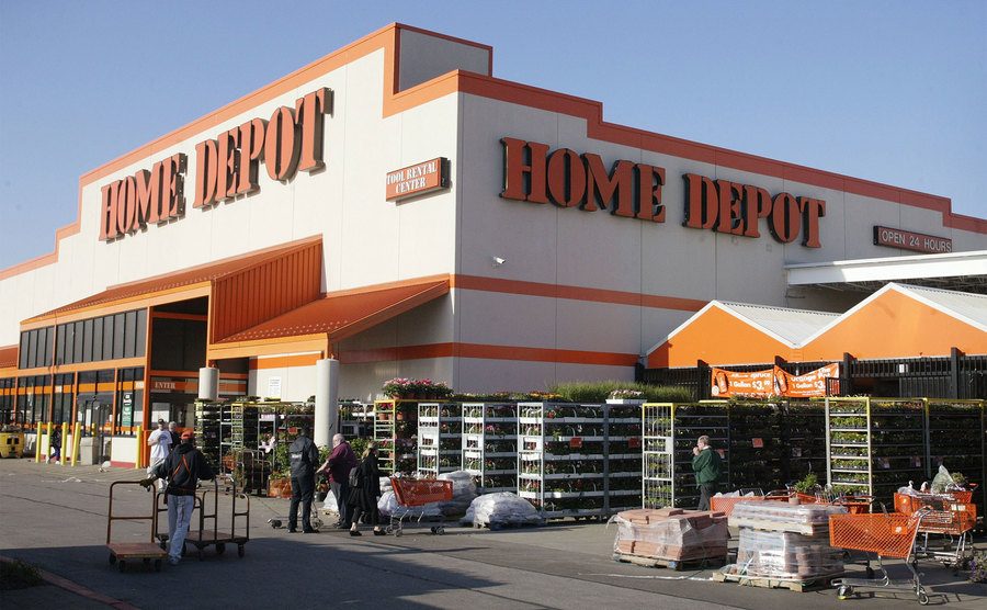 Customers shop at a Home Depot store. 