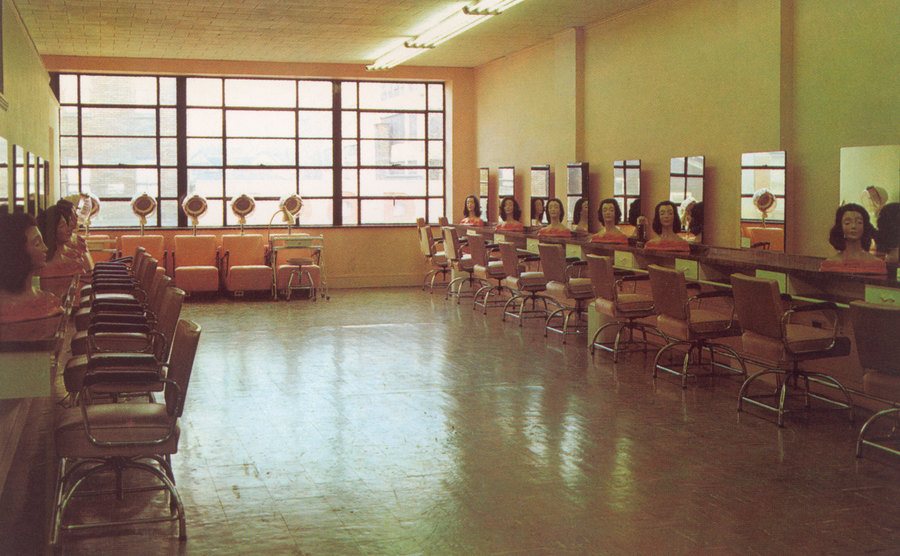 A room at beauty college.