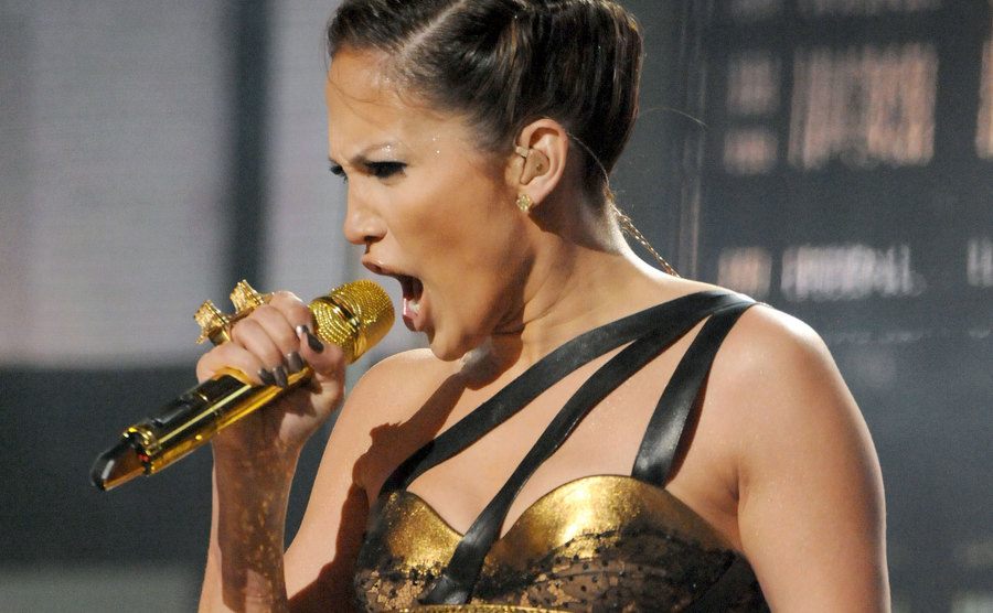 Jennifer Lopez performs on stage.