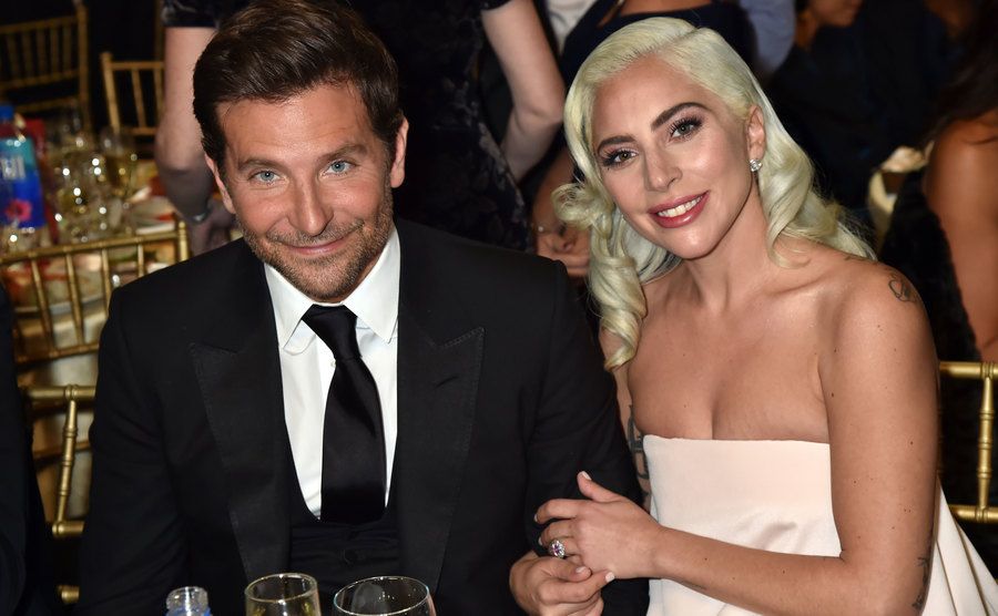 A picture of Bradley Cooper and Lady Gaga.