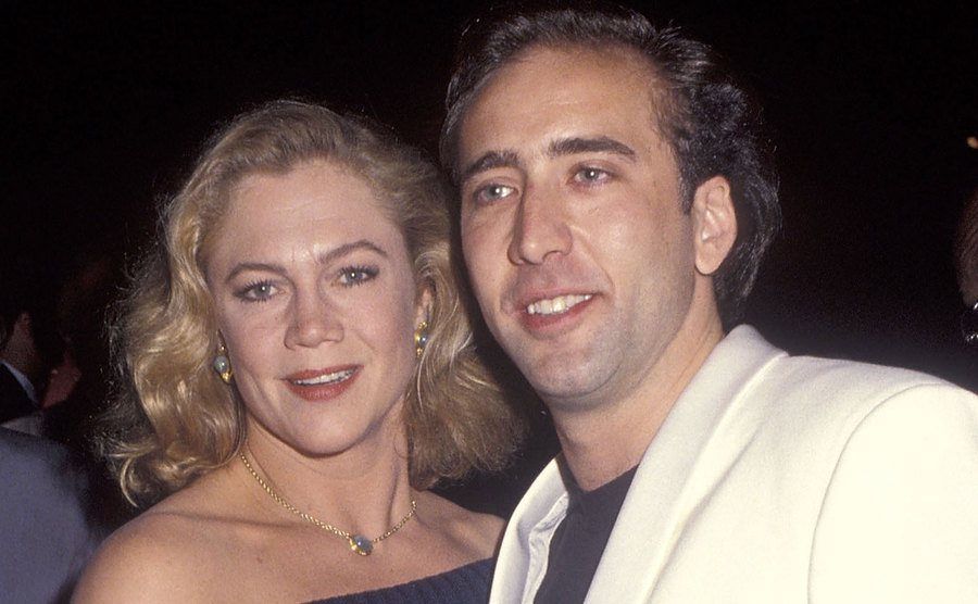 Kathleen Turner and Nicholas Cage attend an event.