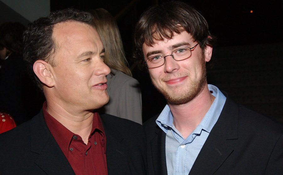 Tom Hanks and his son Colin pose for the press.