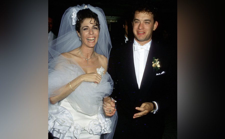 Rita Wilson and Tom Hanks at their wedding reception.