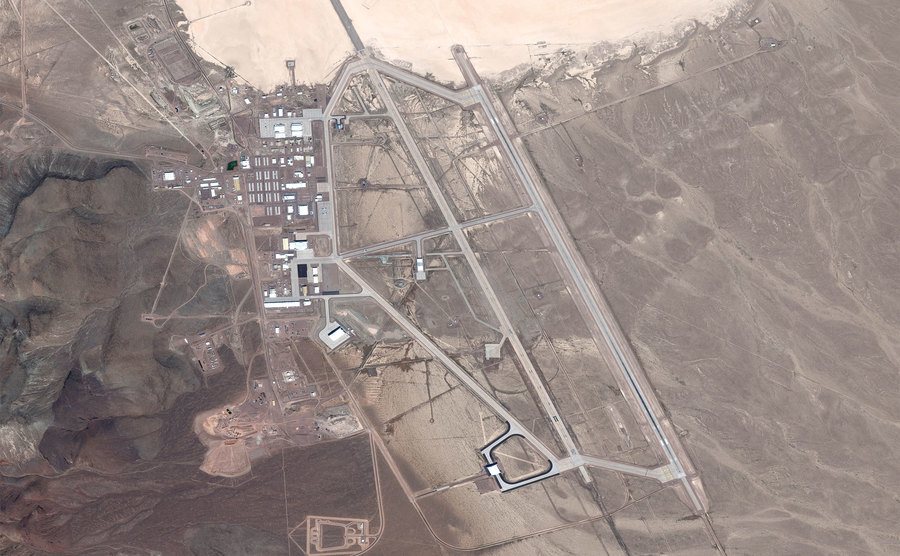 Aerial images of The United States Air Force facility, commonly known as Area 51. 