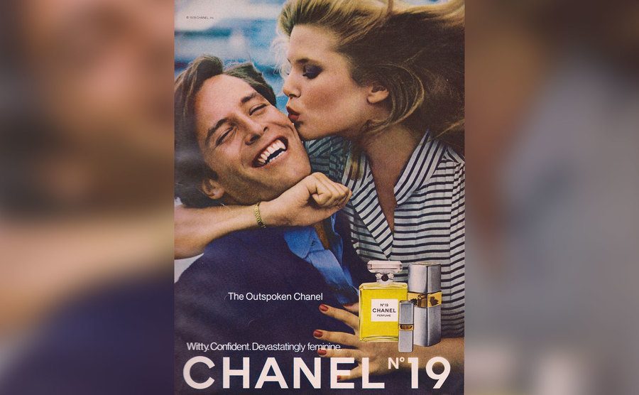 Brinkley appears in a Chanel magazine ad. 