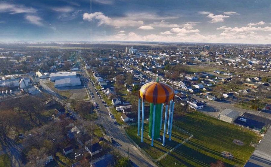 An aerial photo of Circleville.