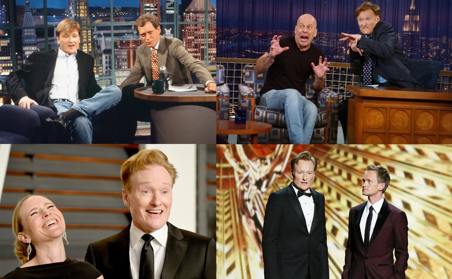 Conan O’Brien and David Letterman / Bruce Willis and Conan O’Brien / Liza Powel and Conan O’Brien / Conan O’Brien and Neil Patrick Harris
