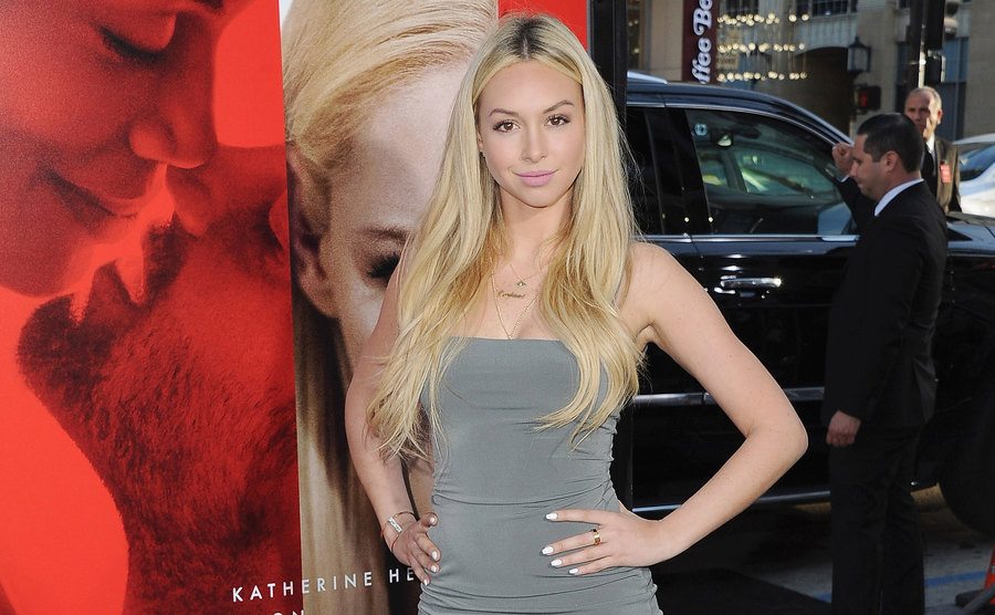Corinne Olympios arrives at a film premiere.
