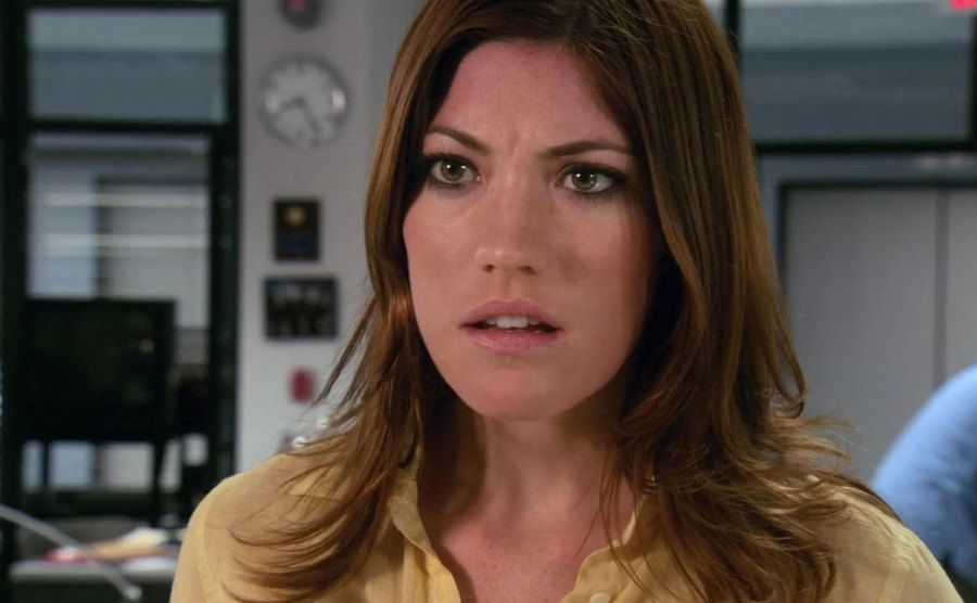 A close-up on Jennifer Carpenter’s expression in a still from the series.