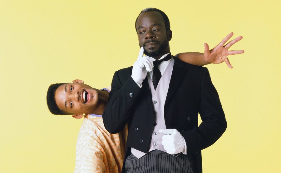 Will Smith and Joseph Marcell pose for a promotional photo.