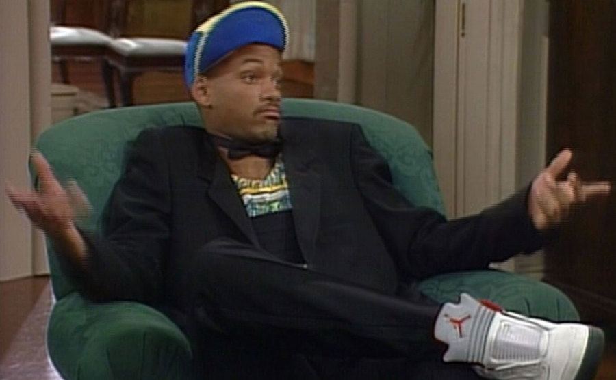Will Smith is wearing The Fresh Prince of Bel-Air Jordan 5 in an episode of the show. 