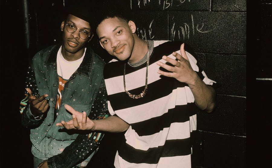 DJ Jazzy Jeff and Will Smith pose for a portrait at First Avenue nightclub