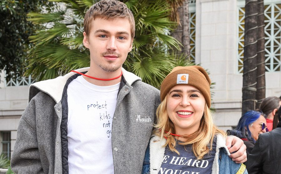 A picture of Miles Heizer and Mae Whitman.