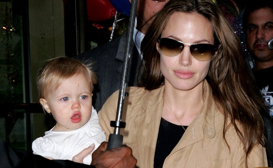 An early picture of Angelina and Shiloh.