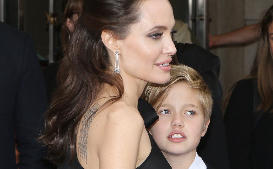 A picture of Angelina and Shiloh.