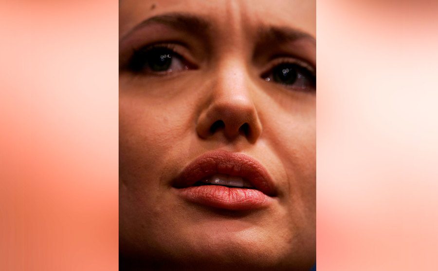 A picture of Angelina with a sad expression on her face.