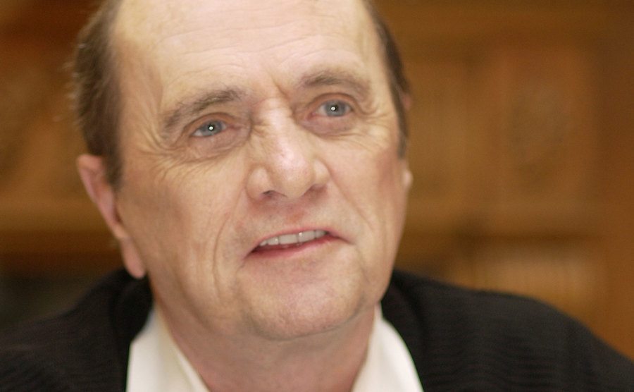 Bob Newhart speaks during a press conference.