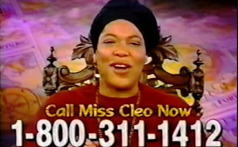 A screengrab of Miss Cleo during an infomercial prediction.