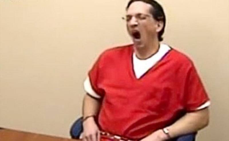 A video still of Keyes during interrogation.