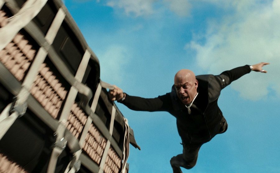 Vin Diesel in a still from an action scene.