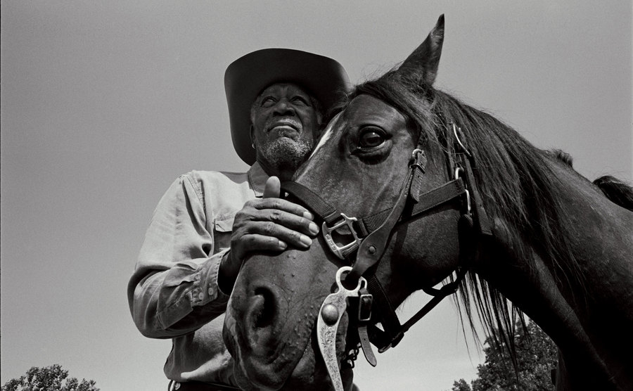 A picture of Freeman with one of his horses.