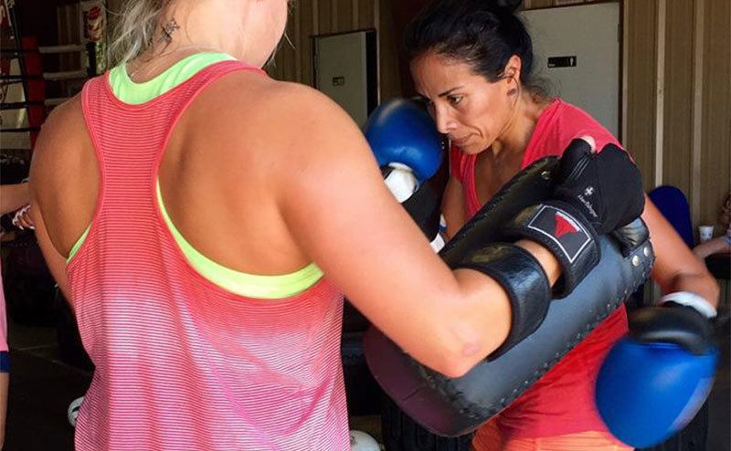 An image of Lulu during a boxing practice.