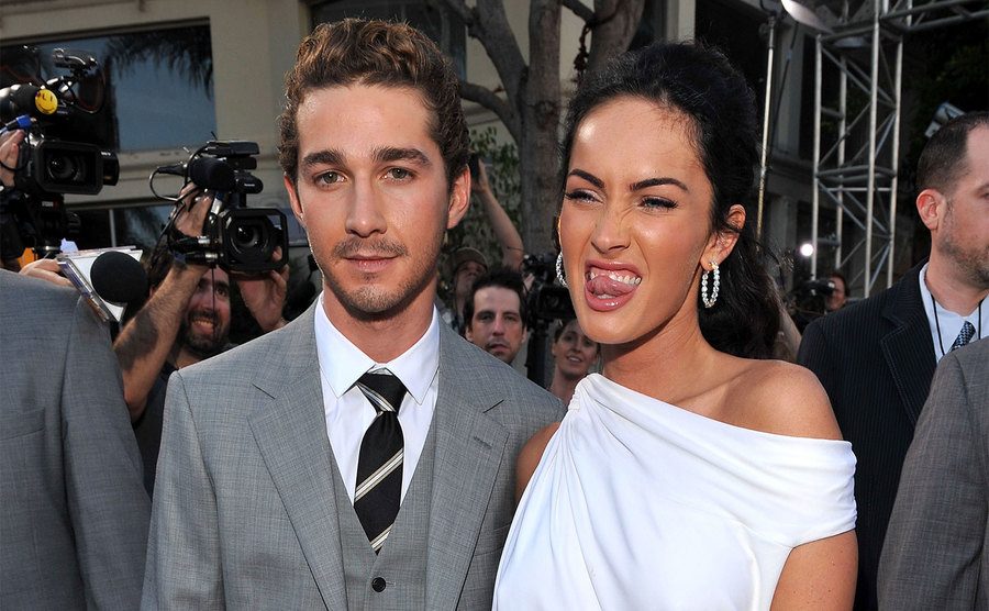 Shia LaBeouf and Megan Fox arrive at the premiere of 