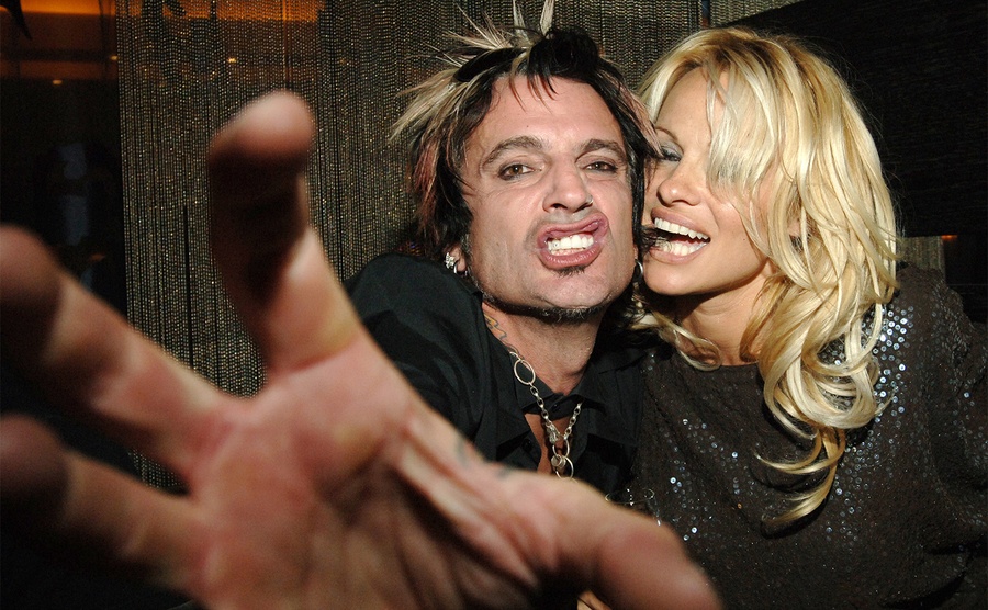 Tommy Lee and Pamela Anderson take a silly picture. 