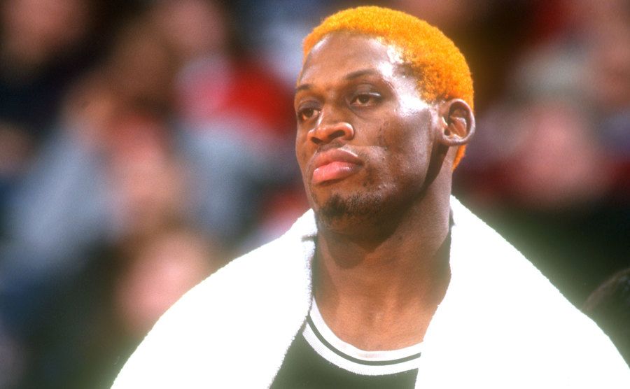 A photo of Rodman during a game.