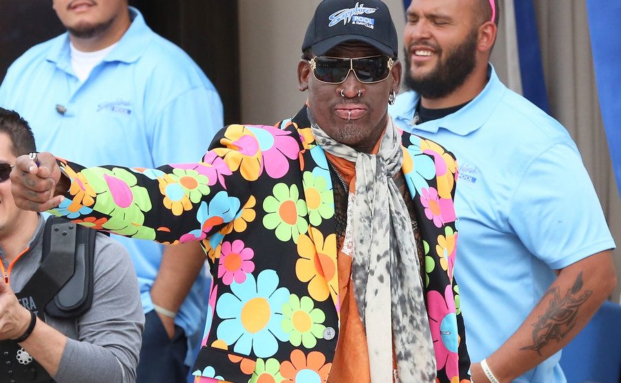 A photo of Rodman attending a party.