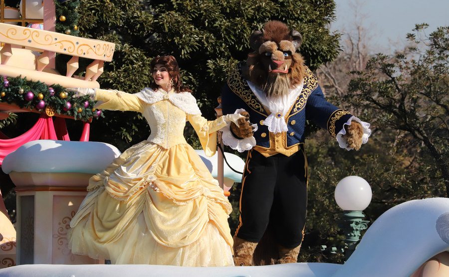 An image of the Beauty and the Beast float.