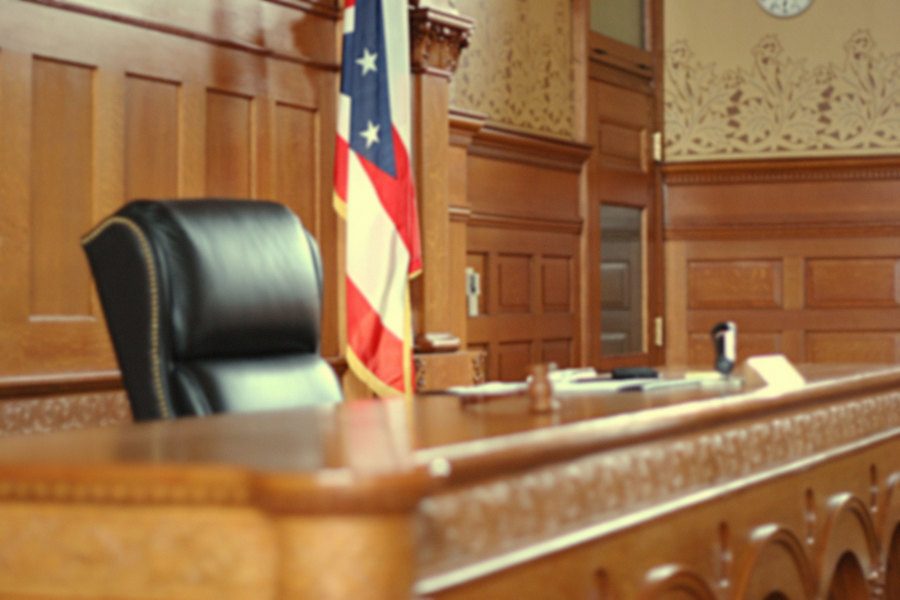 An image of an empty courtroom.