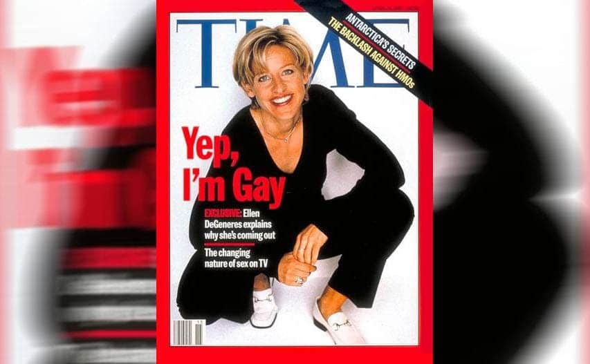 The Time magazine cover with Ellen DeGeneres on it with the headline ‘Yep, I’m Gay’ 